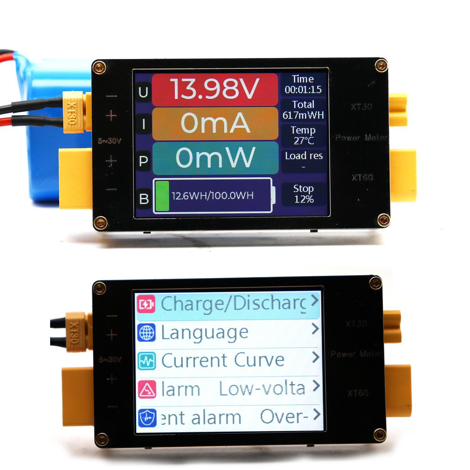 Drone Battery Voltage Checker - 2.4인치 디스플레이 전력계 XT60 64A 양방향