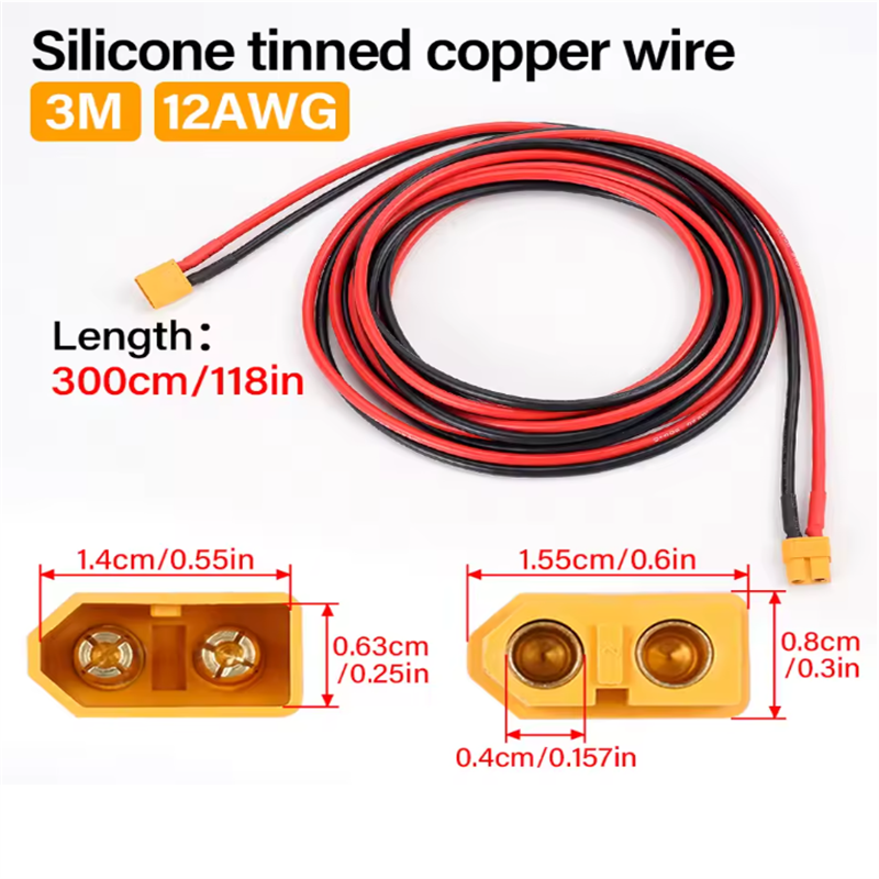 12AWG XT60 남성 여성 변환 플러그 연결 케이블 - Drone Battery Connector 리뷰 및 가격