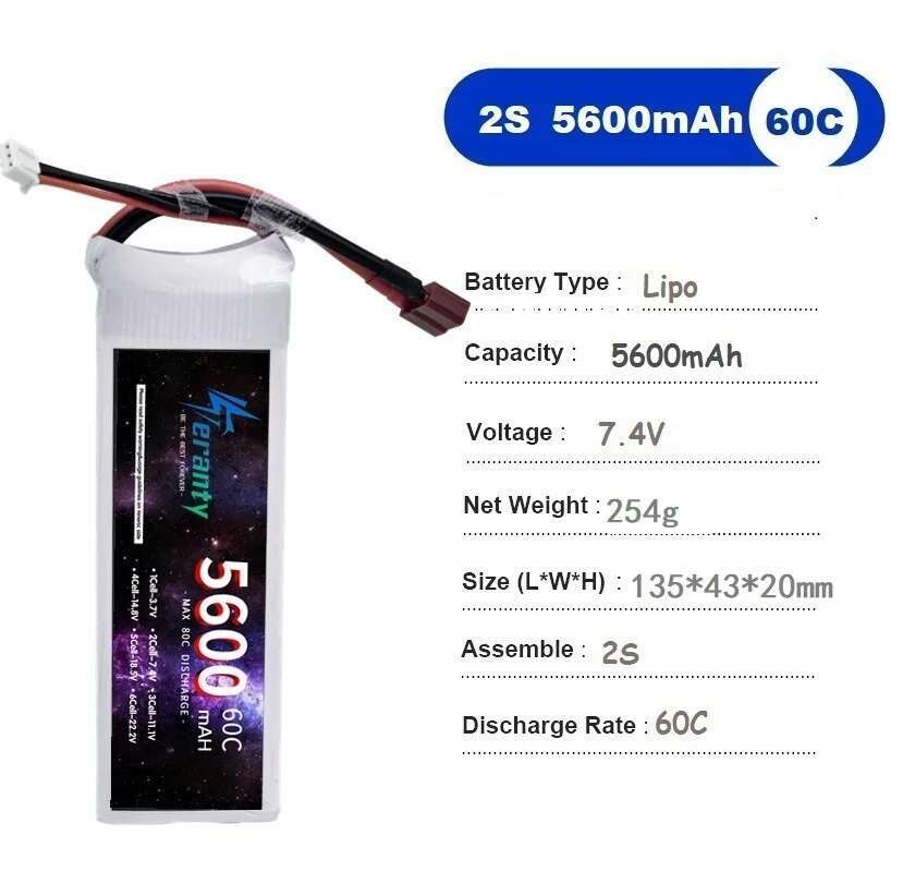 TERANTY 5600mAh 60C 2S 3S 4S 6 - Drone Battery 4S 리뷰 및 가격